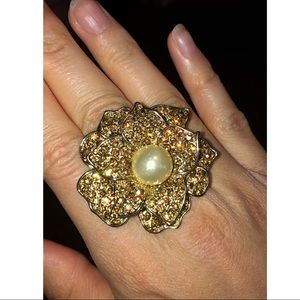 Gold flower ring adjustable band